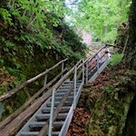Zahlreiche Treppen geleiten durch die Rastenbachklamm