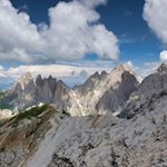 Blick auf die Villnösser Geisler mit dem Sass Rigais