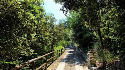 Der breite Pflasterweg führt zur wuchtigen Bastione