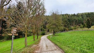 Bei der Sportzone Dietenheim zweigt der Wanderweg Nr. 4 ab