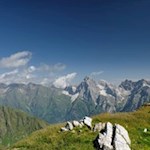 Blick auf den schneegeschmückten Tribulaun