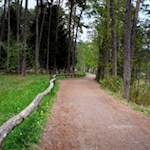 Um den Völser Weiher führt ein breiter Spazierweg