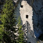 Castel Gardena ruins at the entrance to the Vallunga valley