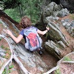 Der steile, teils felsdurchsetzte Abstieg vom Kellerkopf