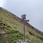 Auf der Gratsenke zwischen dem Rudlhorn und dem Eisatz zweigt der Steig 54A in Richtung Durakopf ab