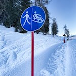Parallel zur Rodelbahn verläuft der Wanderweg zur Epircher Laner Alm