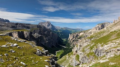 Blick ins malerische Langental nahe der Puezhütte