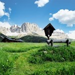 Ausblick von der Plafötsch Alm auf den Rosengarten