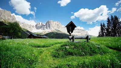 Ausblick von der Plafötsch Alm auf den Rosengarten