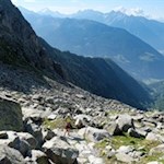 La ripida salita verso il rifugio Sasso Nero