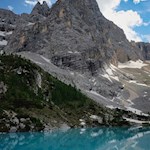 Blick auf den Dito di Dio vom Sorapis See