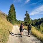 In the gentle climb to La Marmotta moutain hut