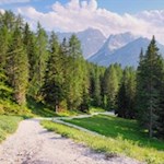 Il sentiero serpeggia dolcemente verso il Rifugio Col de Varda