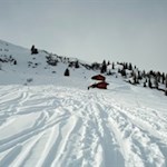 Die tiefverschneiten Hänge unterhalb der Zunderspitze