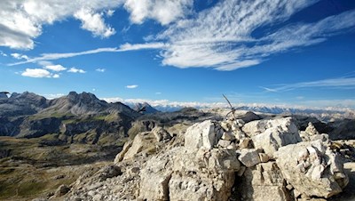Auf dem Gipfel des Sas Ciampac